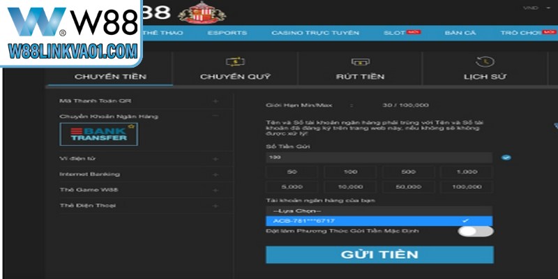Nạp Tiền W88 - Hướng Dẫn Chi Tiết Các Cách Giao Dịch Nhanh Chóng 2 Nạp tiền W88 qua tài khoản ngân hàng với tốc độ xử lý nhanh và thao tác đơn giản