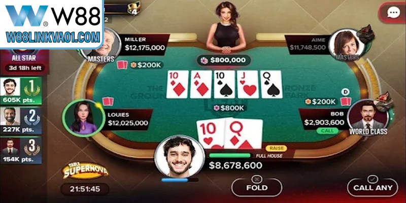 Diễn biến của một vòng cược Poker tiêu chuẩn tại W88 Diễn biến của một vòng cược Poker tiêu chuẩn tại W88